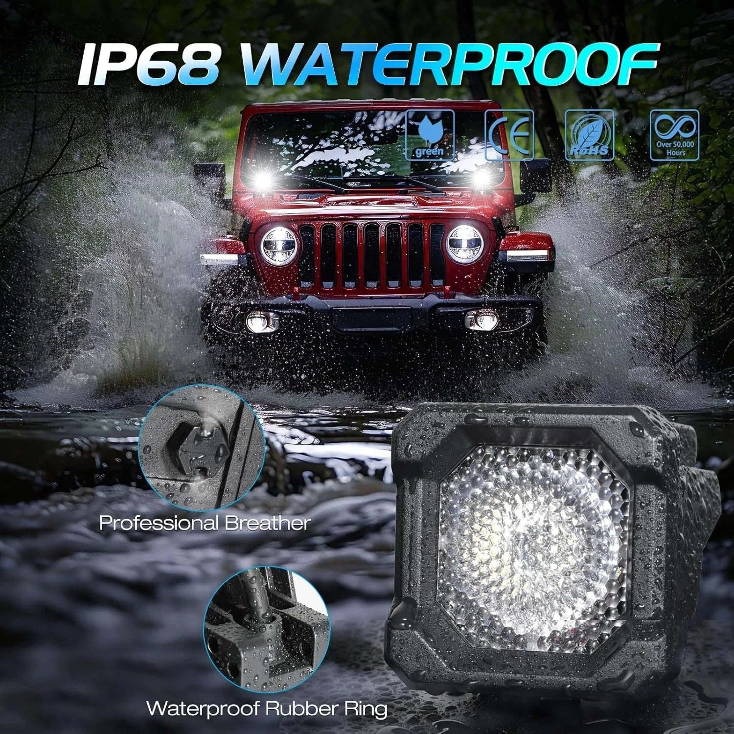 2 Inch LED Pod Lights 50W 12V Waterproof Off-Road Cube Lights - Image 4