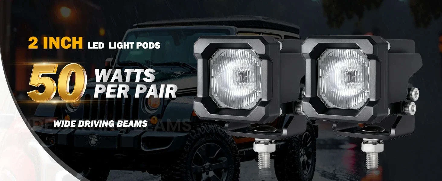 2 Inch LED Pod Lights 50W 12V Waterproof Off-Road Cube Lights - Image 9