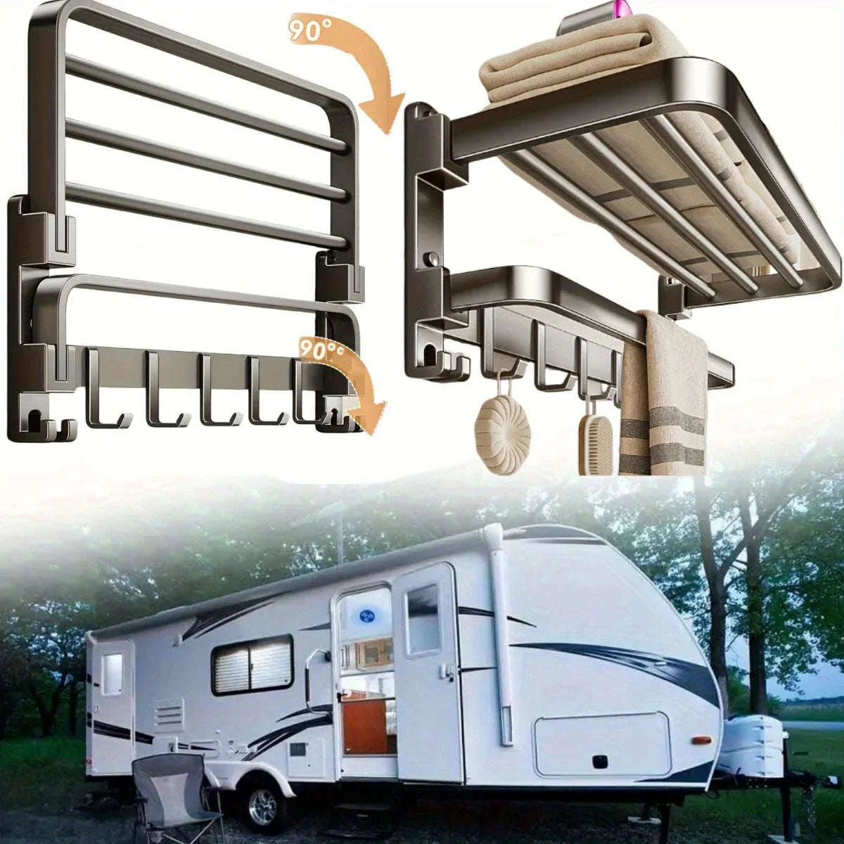 2-Layer Foldable Wall-Mounted Towel Rack