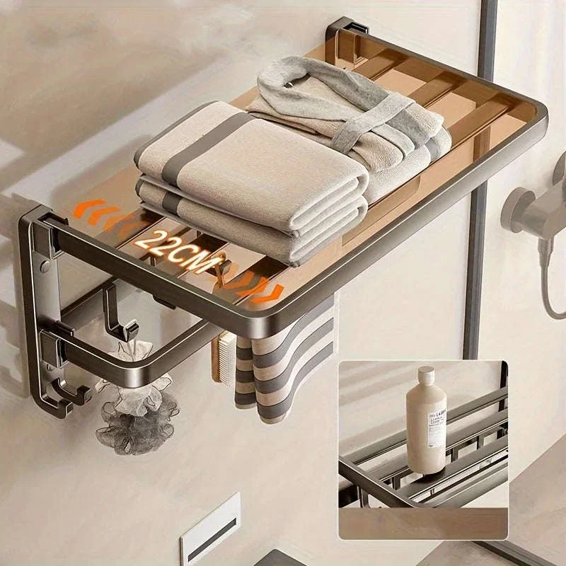 2-Layer Foldable Wall-Mounted Towel Rack - Image 10