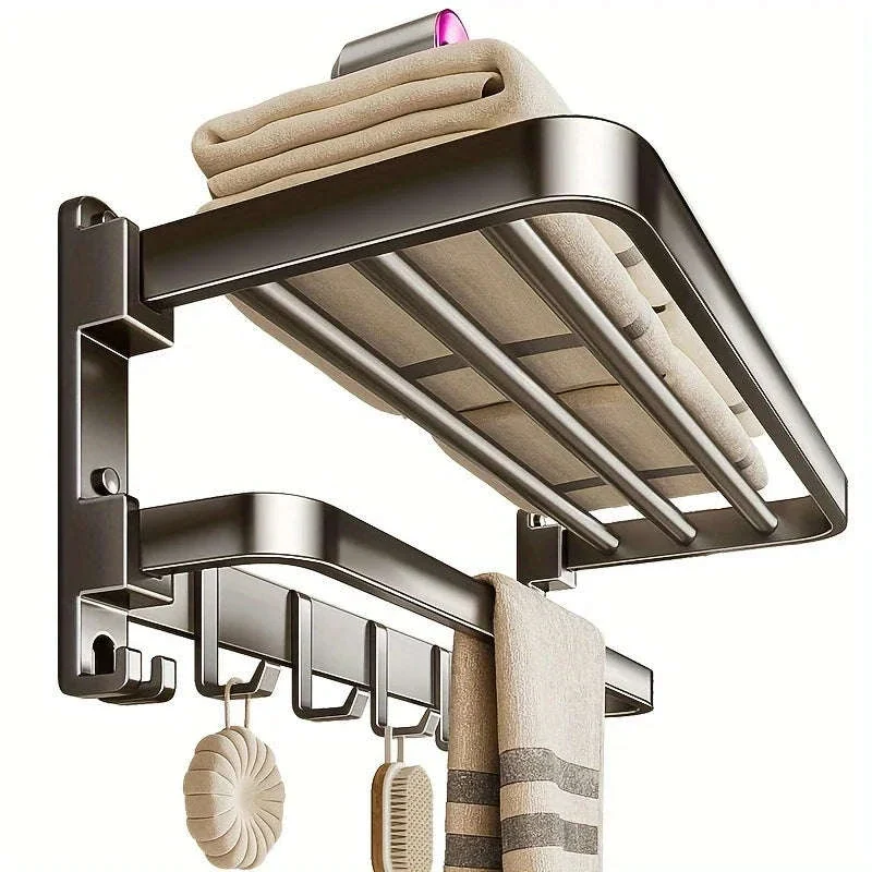 2-Layer Foldable Wall-Mounted Towel Rack - Image 11