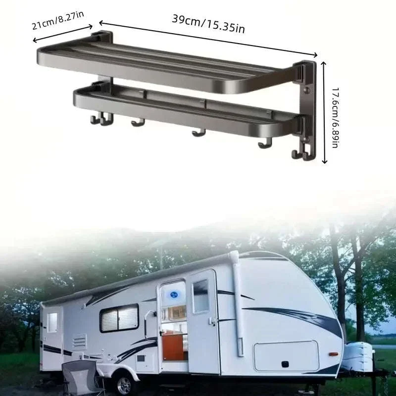 2-Layer Foldable Wall-Mounted Towel Rack - Image 12