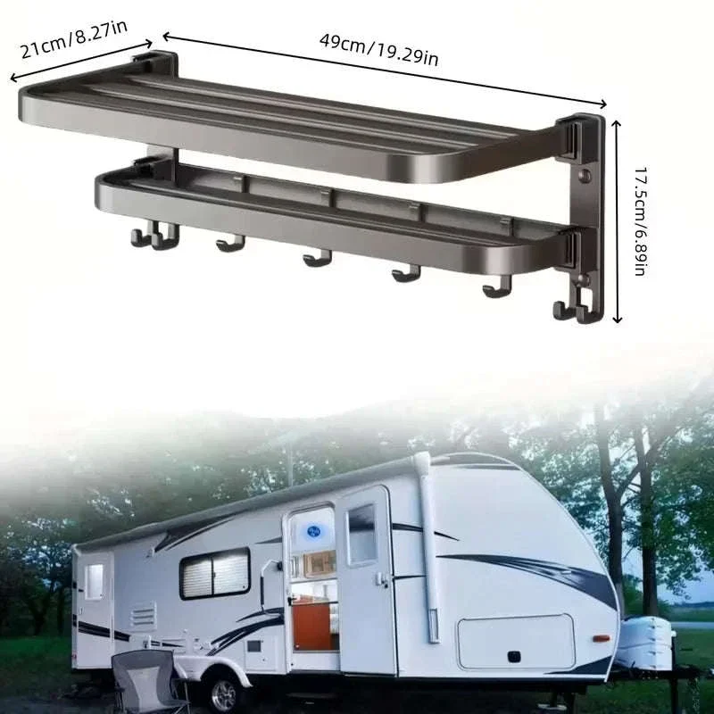 2-Layer Foldable Wall-Mounted Towel Rack - Image 13
