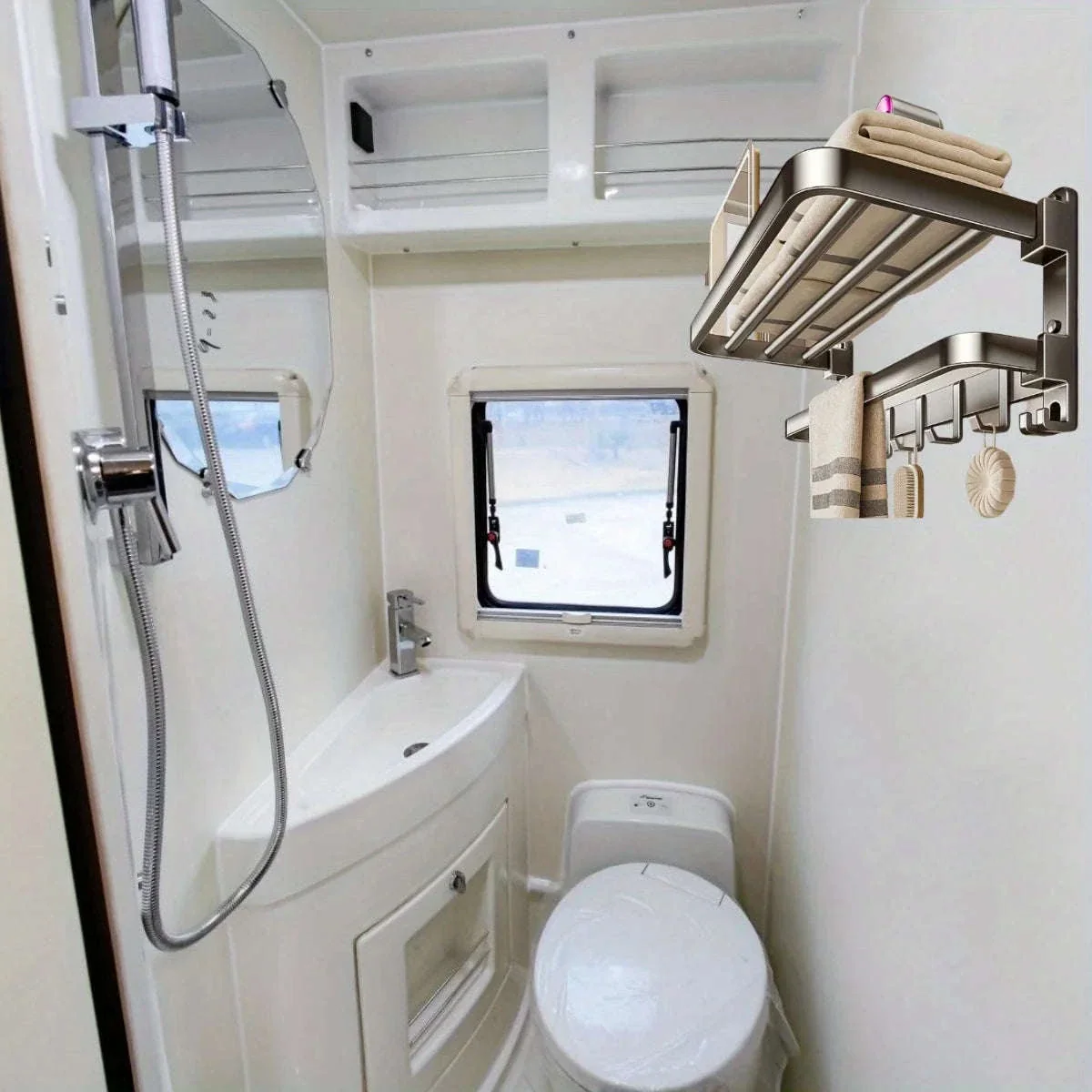 2-Layer Foldable Wall-Mounted Towel Rack - Image 2