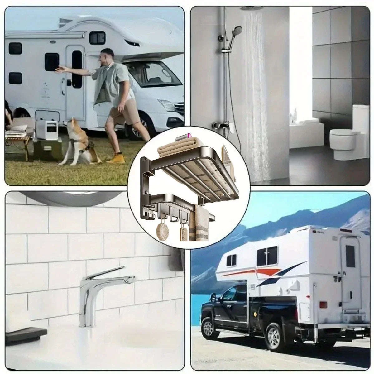 2-Layer Foldable Wall-Mounted Towel Rack - Image 3