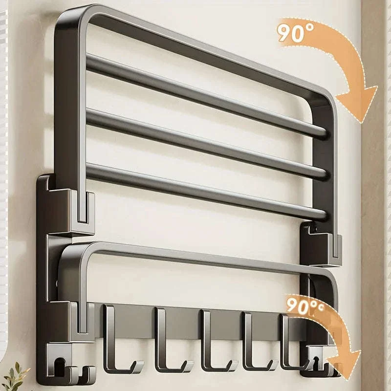 2-Layer Foldable Wall-Mounted Towel Rack - Image 4