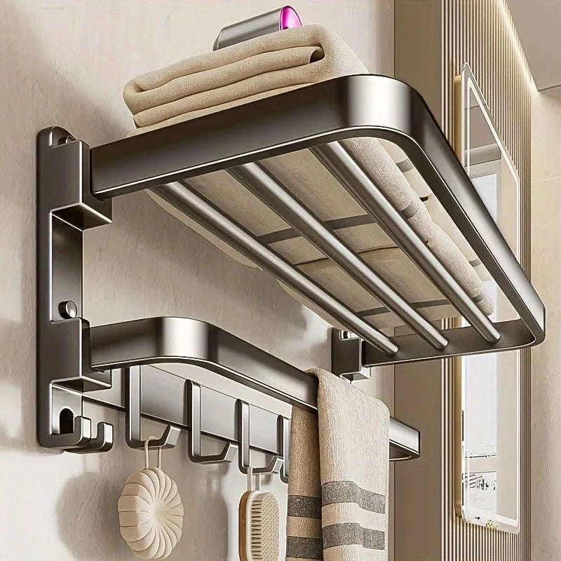 2-Layer Foldable Wall-Mounted Towel Rack - Image 5