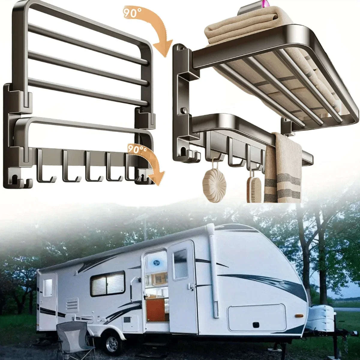 2-Layer Foldable Wall-Mounted Towel Rack - Image 7
