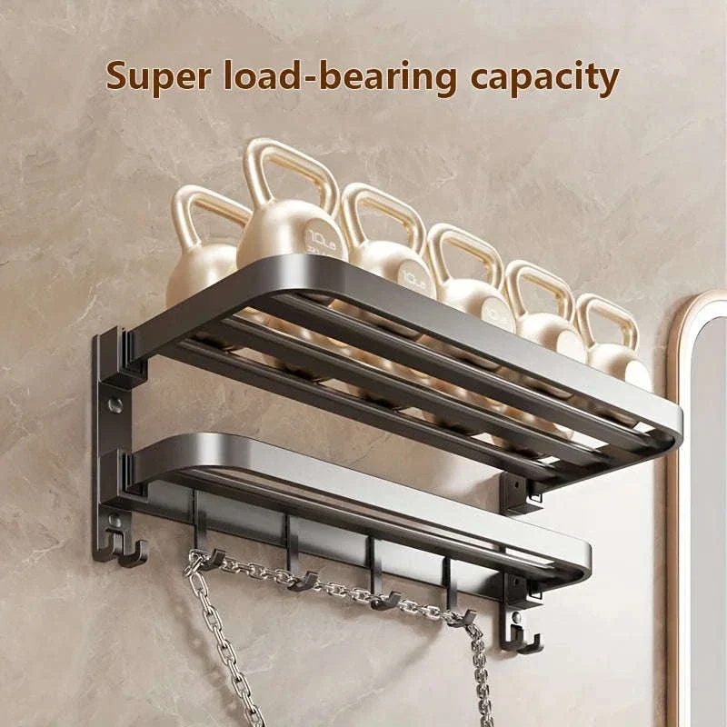 2-Layer Foldable Wall-Mounted Towel Rack - Image 9