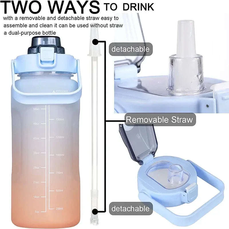 2 Liter Sports Water Bottle with Leak-Proof Straw Lid - Image 8