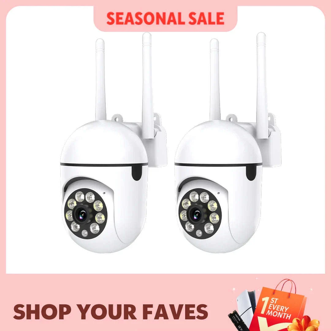 2-Pack 1080P WiFi Security Cameras with Night Vision & Audio