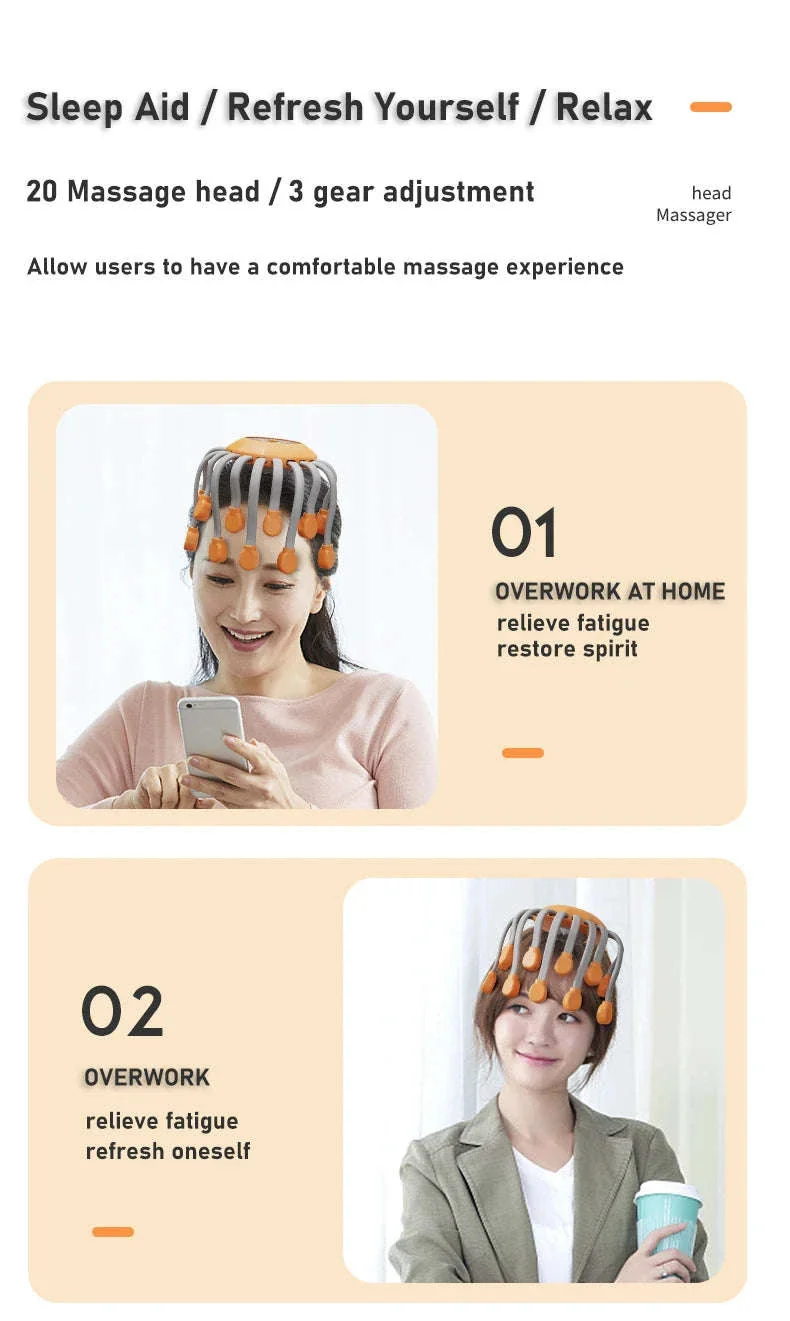 20-Head Orange Scalp Massager with Red Light Therapy - Image 13