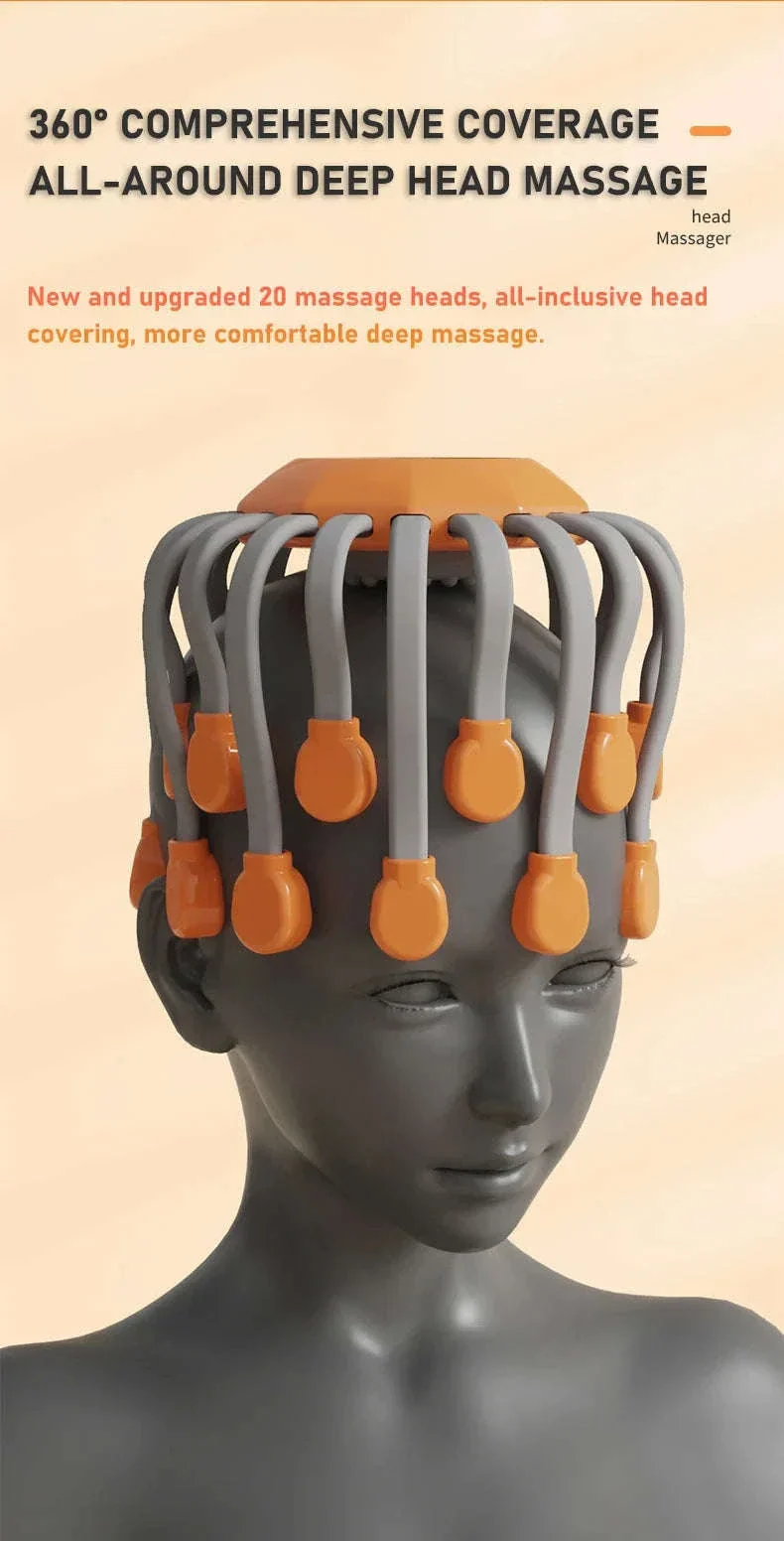 20-Head Orange Scalp Massager with Red Light Therapy - Image 6