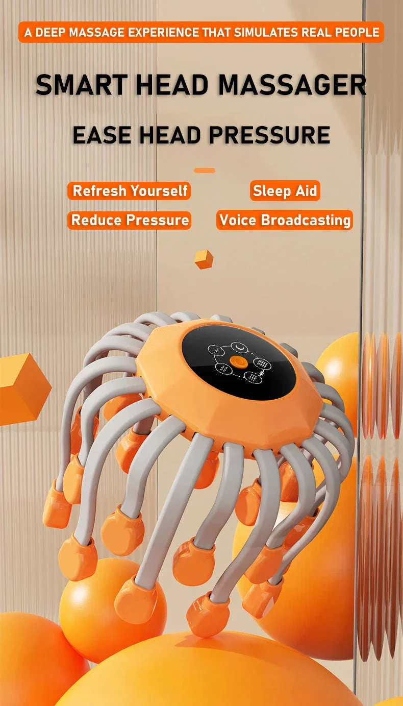20-Head Orange Scalp Massager with Red Light Therapy - Image 7