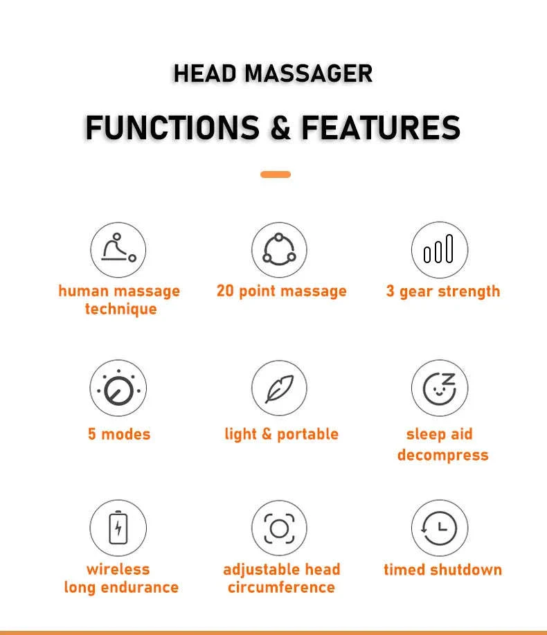 20-Head Orange Scalp Massager with Red Light Therapy - Image 8