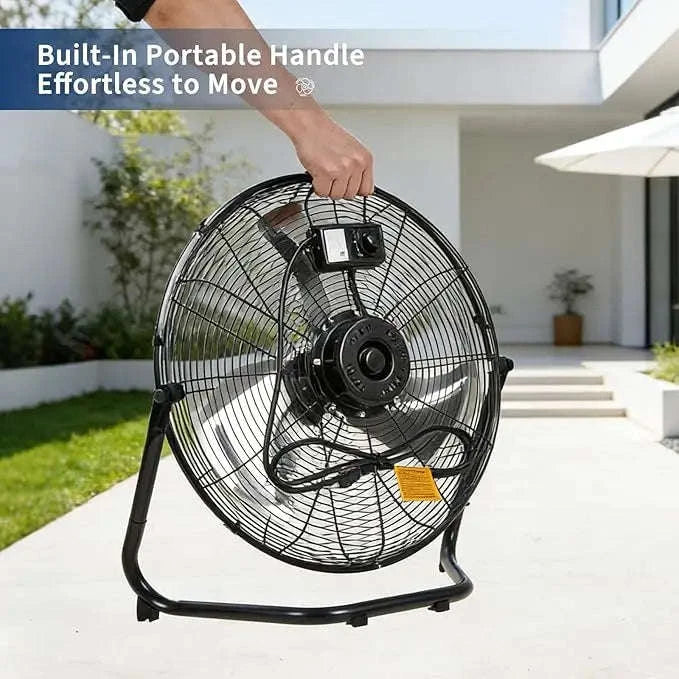 20 Inch High Velocity Floor Fan 4800 CFM 3 Speed Adjustable Tilt - Image 3