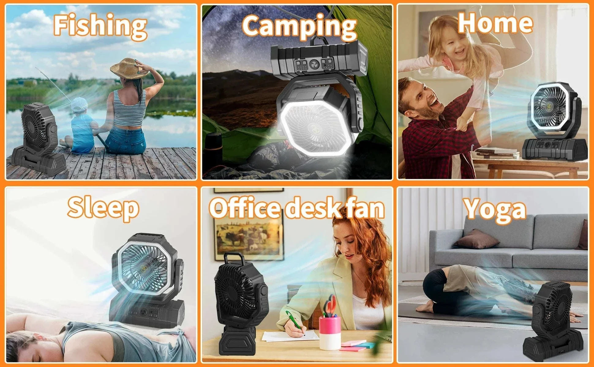 20000mAh Portable Camping Fan with LED Light and USB Charging - Image 17