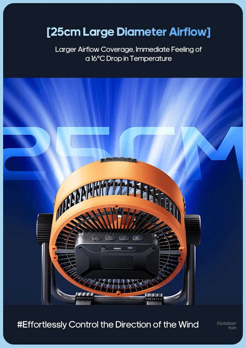 20000mAh Outdoor Camping Fan with LED Light and Remote Control - Image 11