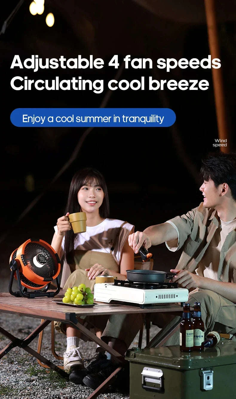 20000mAh Outdoor Camping Fan with LED Light and Remote Control - Image 13