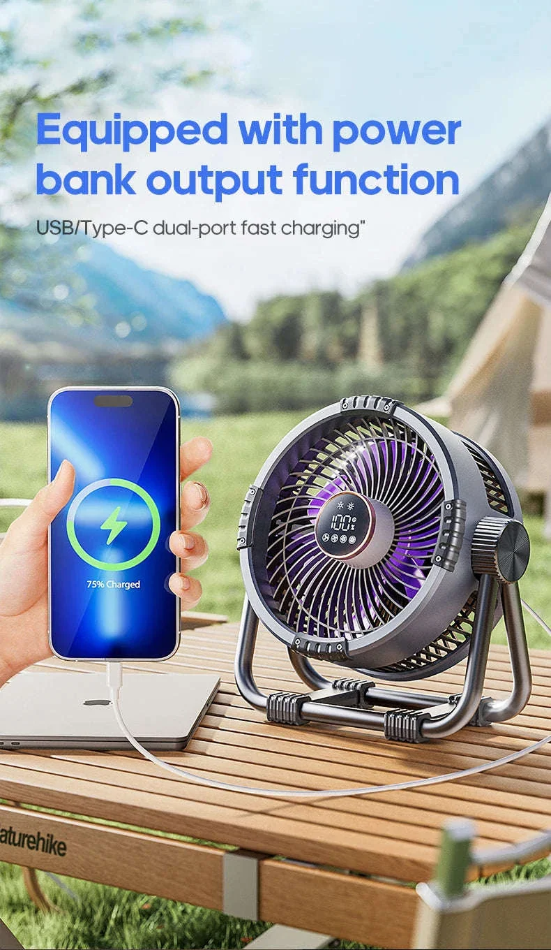 20000mAh Outdoor Camping Fan with LED Light and Remote Control - Image 16