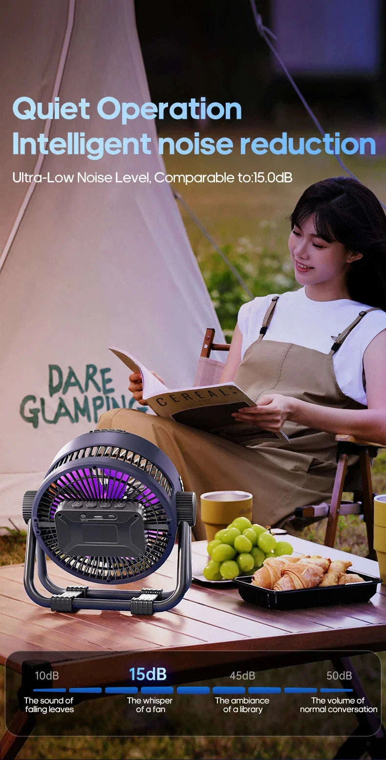 20000mAh Outdoor Camping Fan with LED Light and Remote Control - Image 17