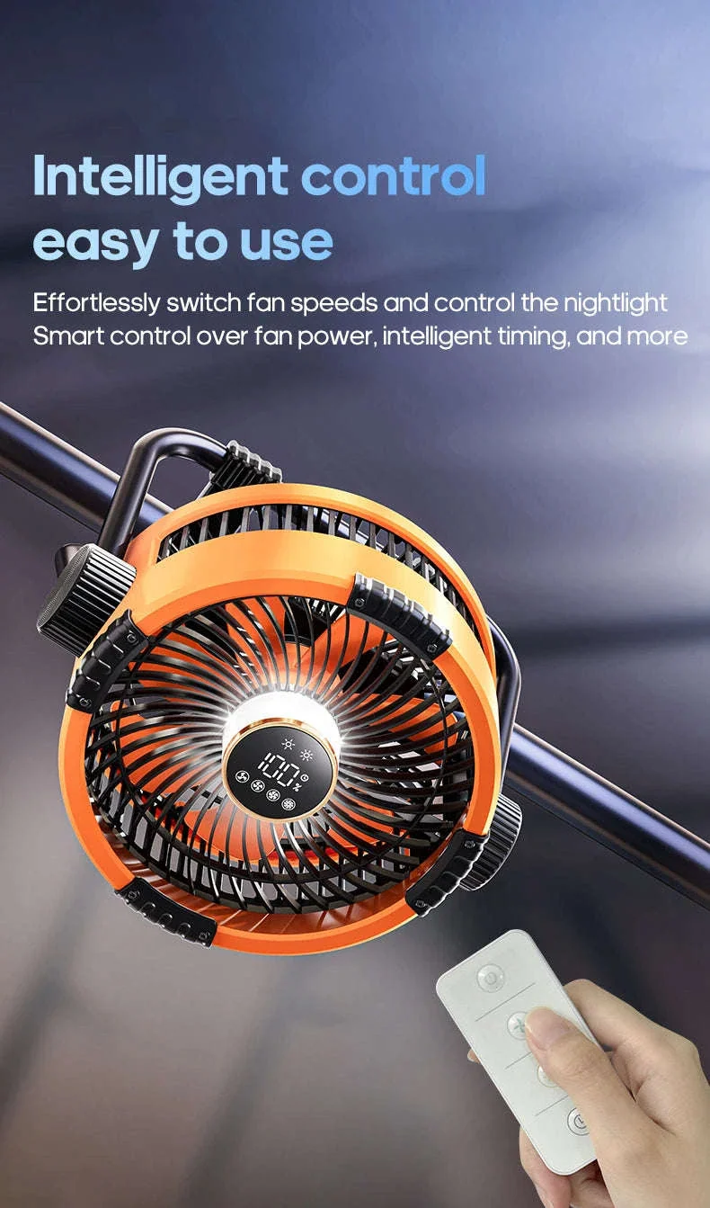 20000mAh Outdoor Camping Fan with LED Light and Remote Control - Image 18