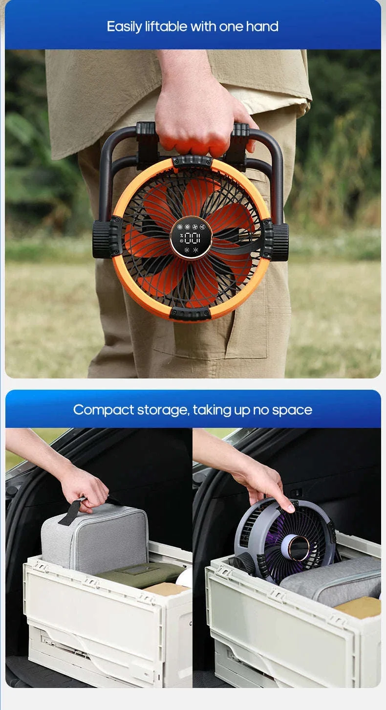 20000mAh Outdoor Camping Fan with LED Light and Remote Control - Image 21
