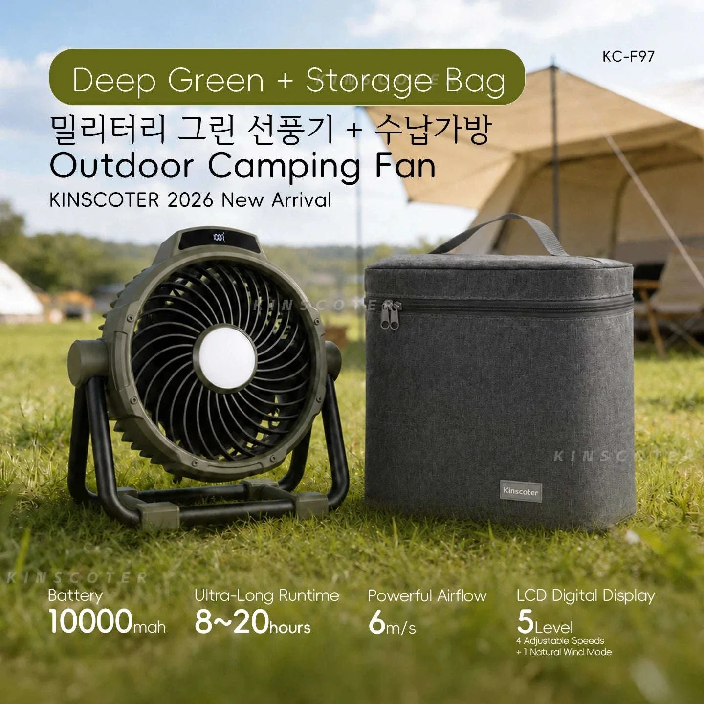 20000mAh Outdoor Camping Fan with LED Light and Remote Control - Image 28