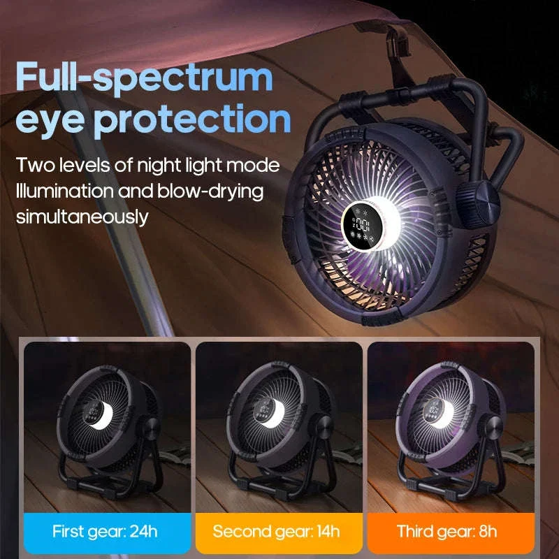 20000mAh Outdoor Camping Fan with LED Light and Remote Control - Image 5
