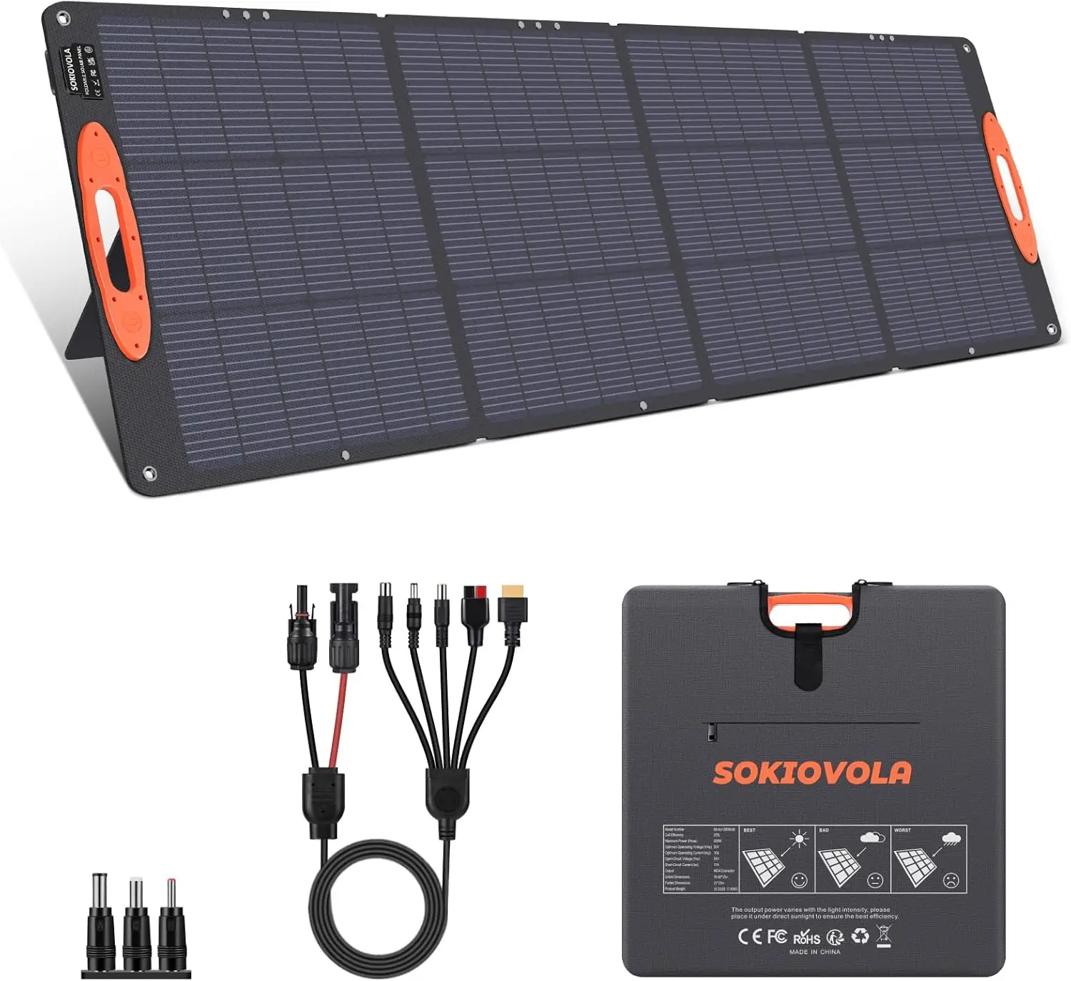 200W Portable Solar Panel for Power Stations, IP68 Waterproof