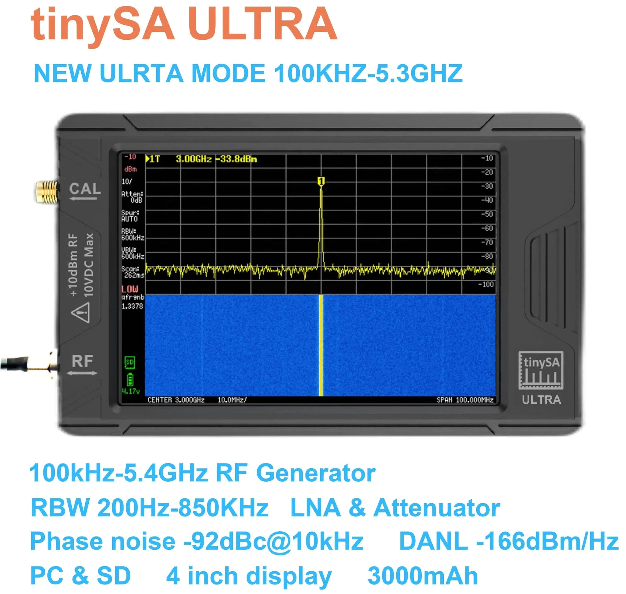 Tiny Spectrum Analyzer ULTRA Handheld RF Analyzer with 4" Display - Image 3