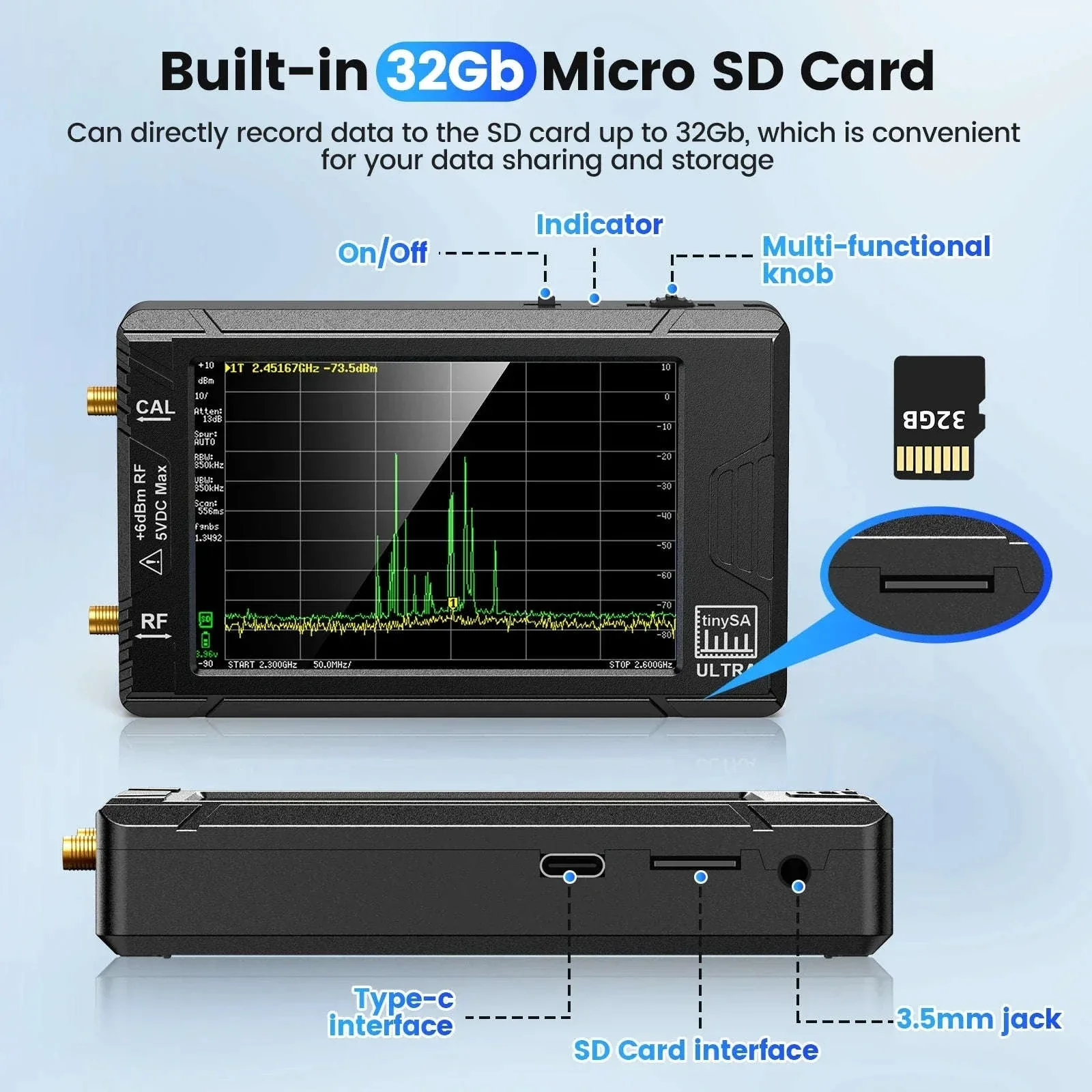 Tiny Spectrum Analyzer ULTRA Handheld RF Analyzer with 4" Display - Image 5