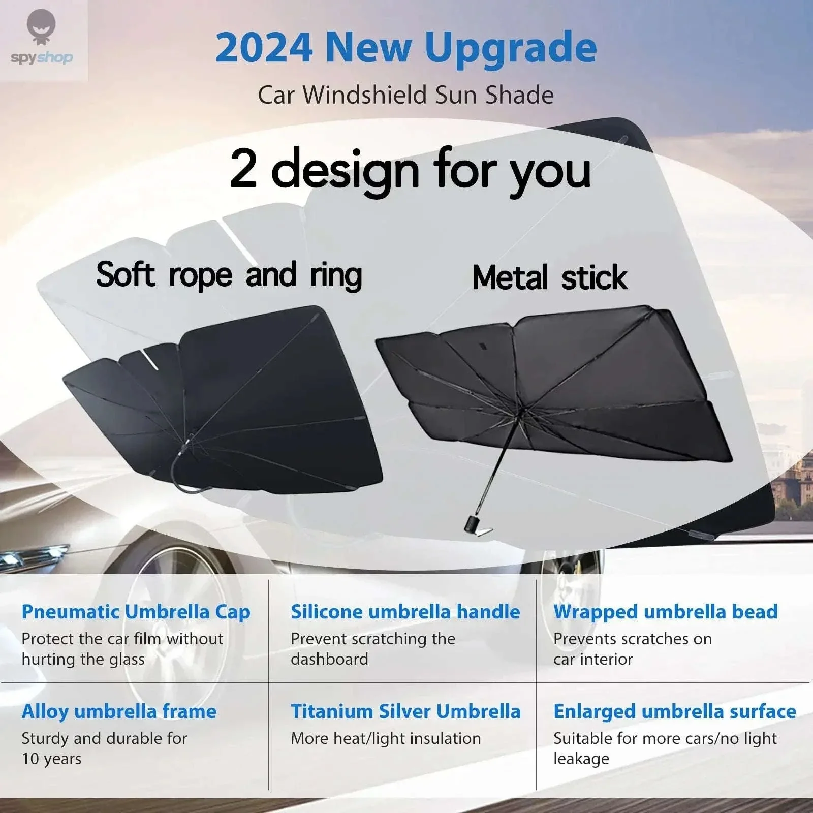 Car Windshield Sunshade Umbrella for UV Protection and Heat Reduction - Image 3