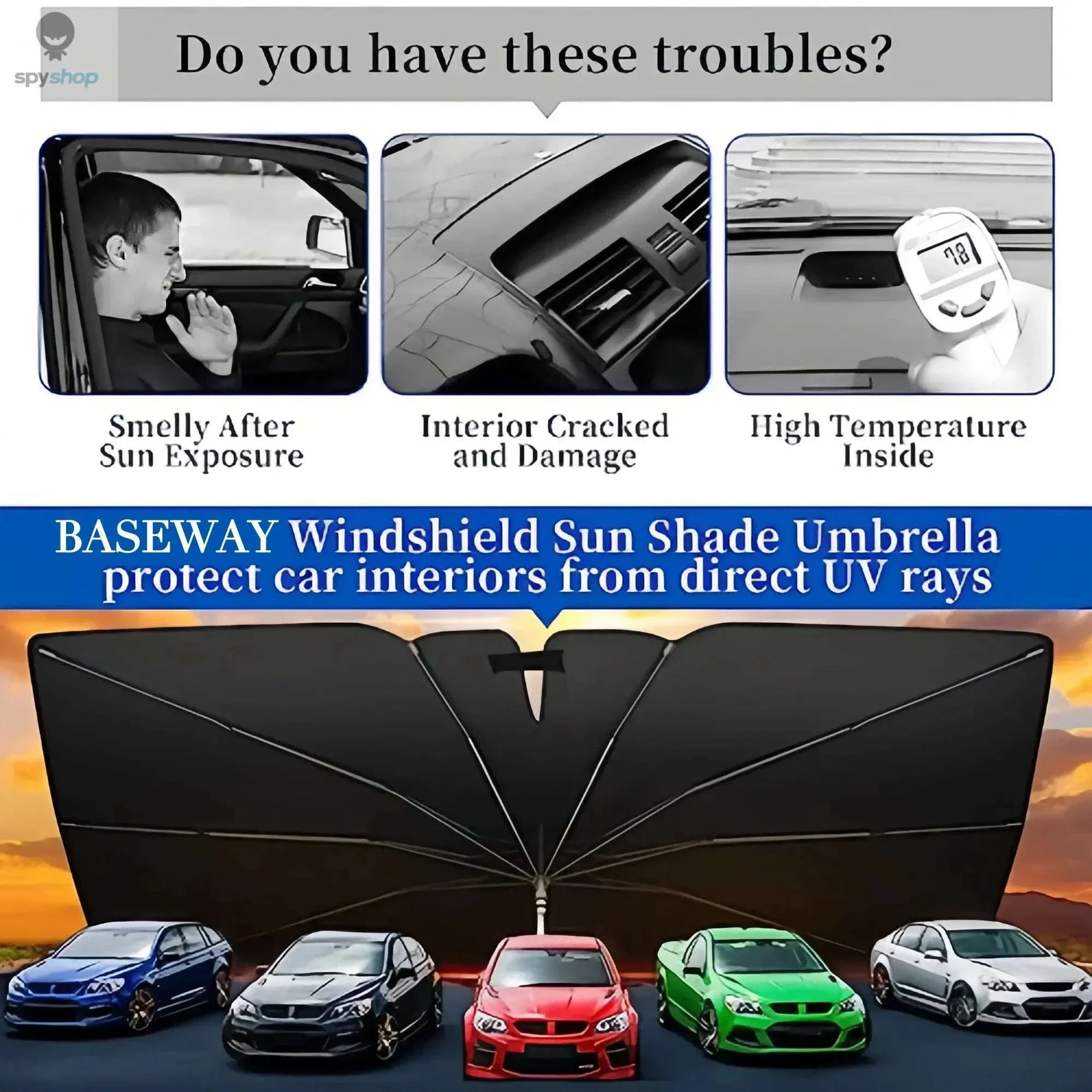 Car Windshield Sunshade Umbrella for UV Protection and Heat Reduction - Image 9