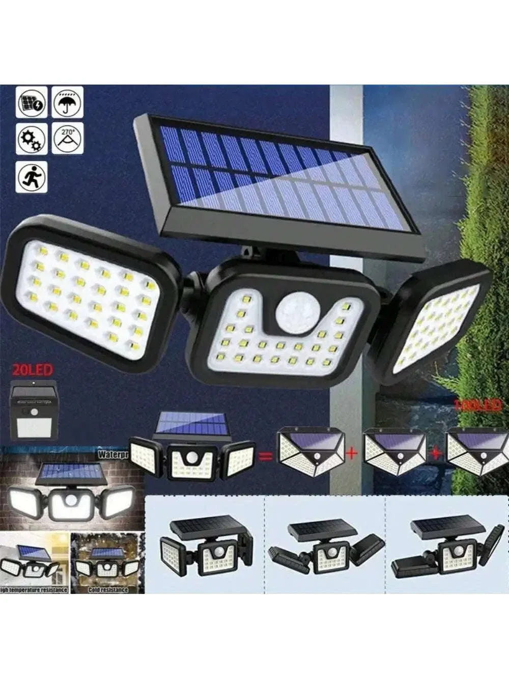 Solar Security Lights Outdoor with 270° Detection, 74 LEDs - Image 2