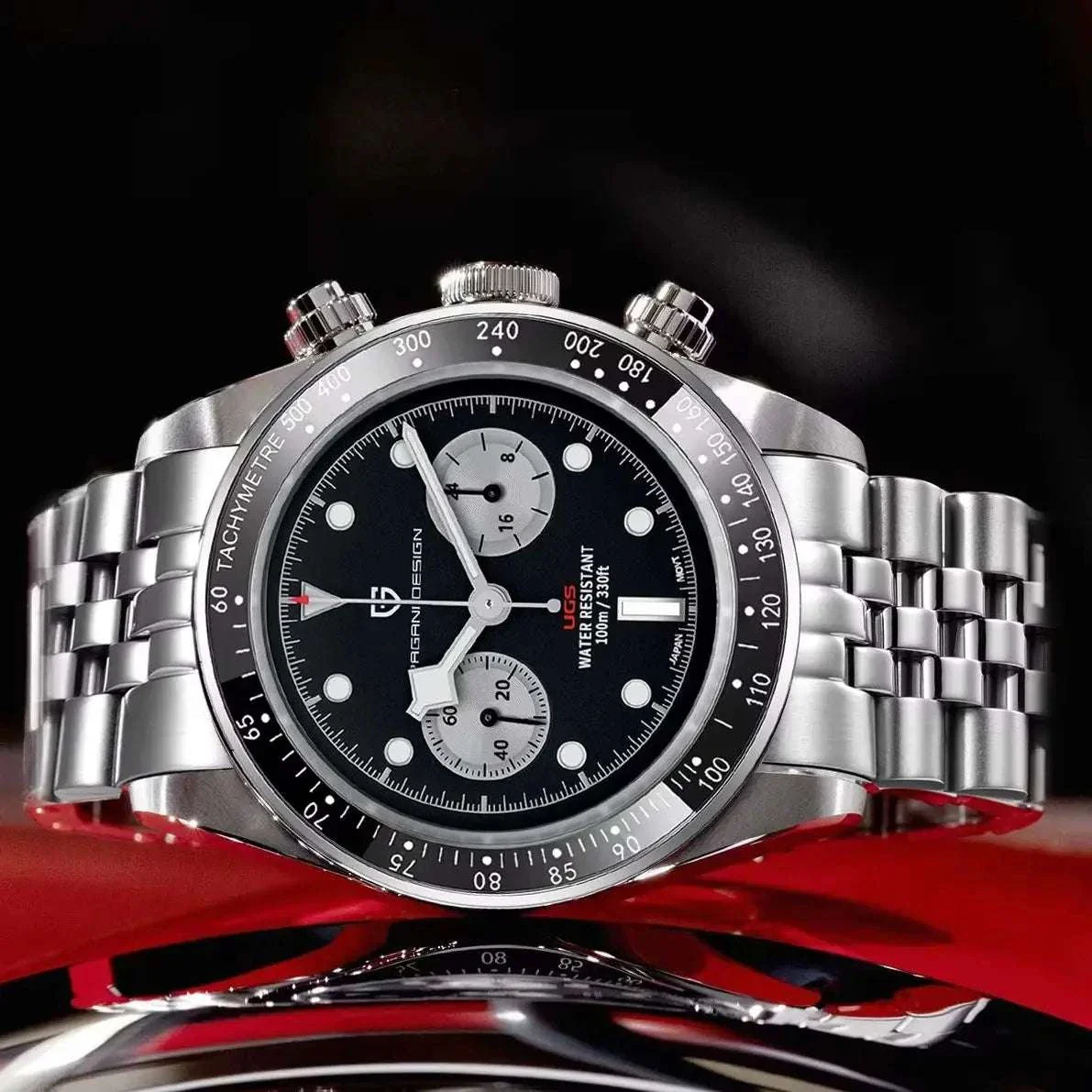 Pagani Design BB Panda Chronograph Watch Stainless Steel 100M
