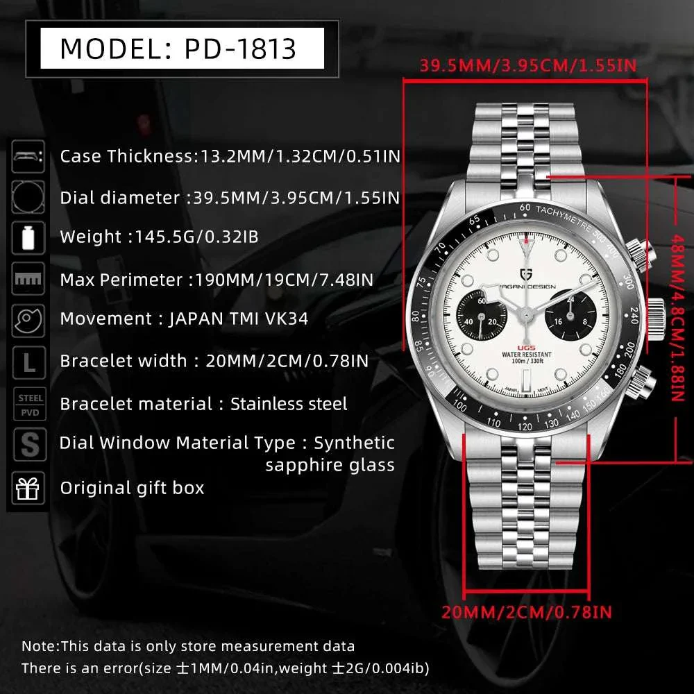 Pagani Design BB Panda Chronograph Watch Stainless Steel 100M - Image 7