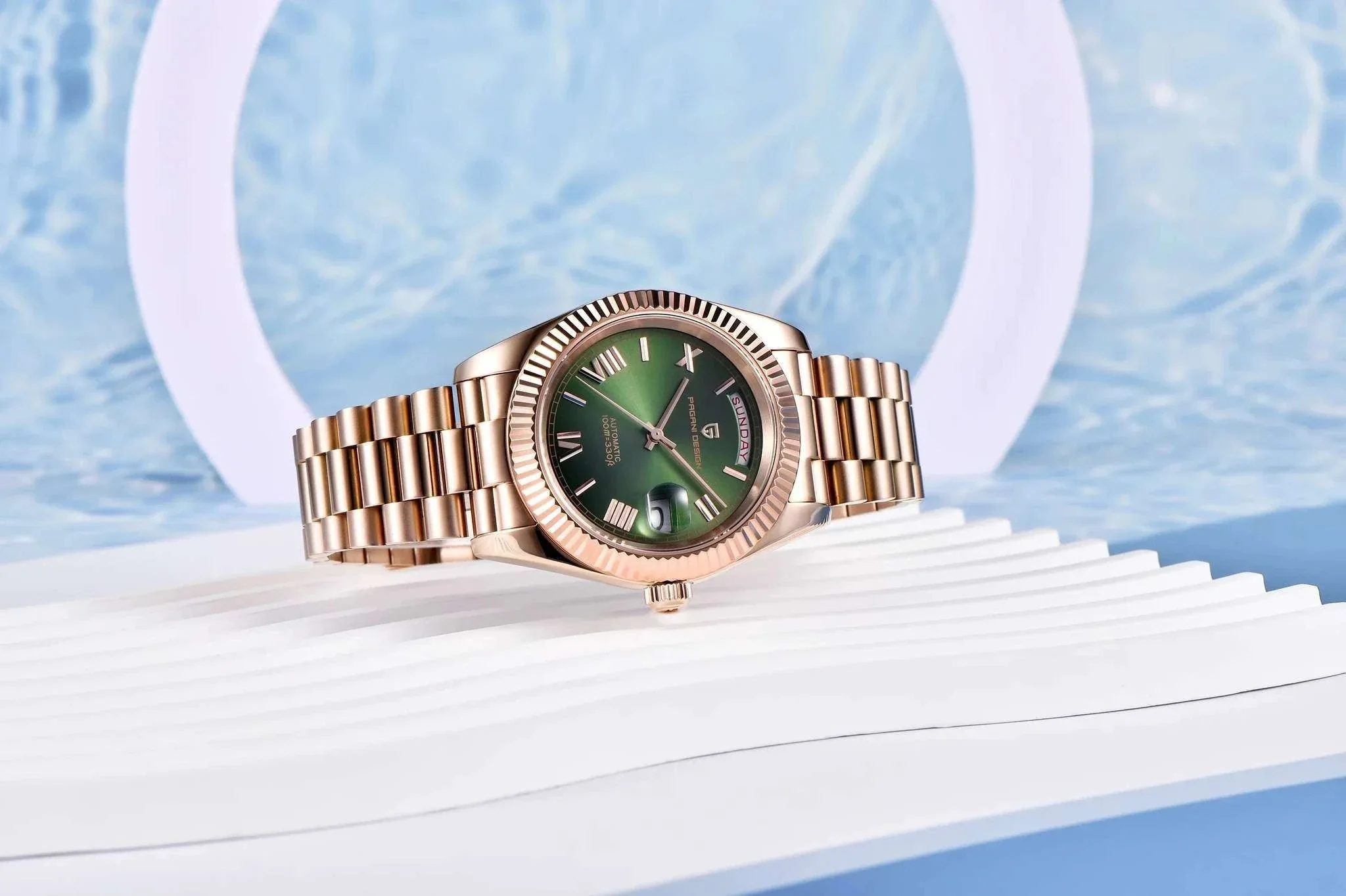 Rose Gold Automatic Mechanical Watch Men NH36A Sapphire 10Bar - Image 11