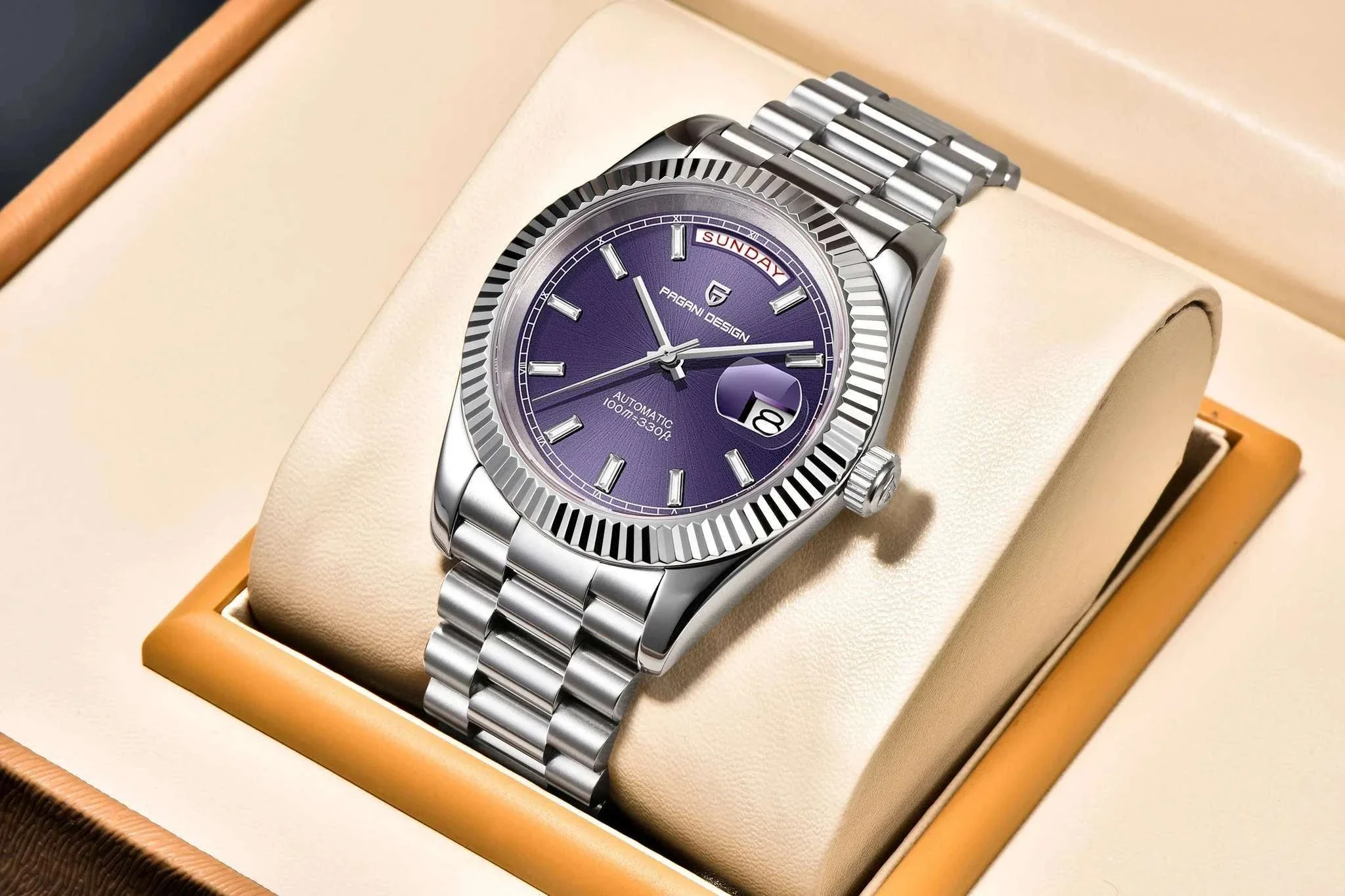 Rose Gold Automatic Mechanical Watch Men NH36A Sapphire 10Bar - Image 15