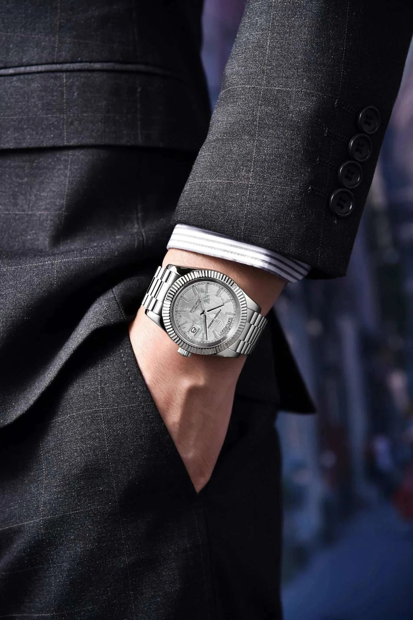 Rose Gold Automatic Mechanical Watch Men NH36A Sapphire 10Bar - Image 26