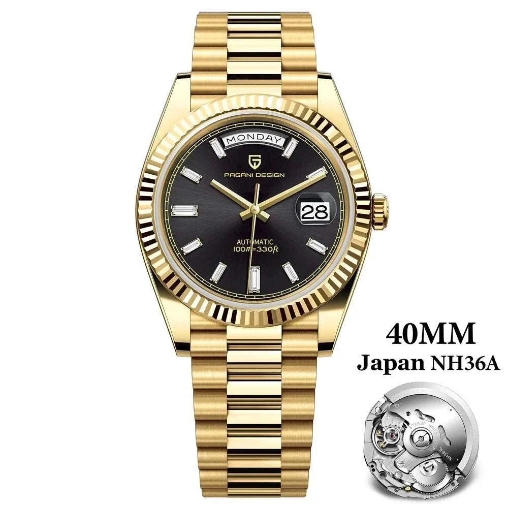Rose Gold Automatic Mechanical Watch Men NH36A Sapphire 10Bar - Image 55