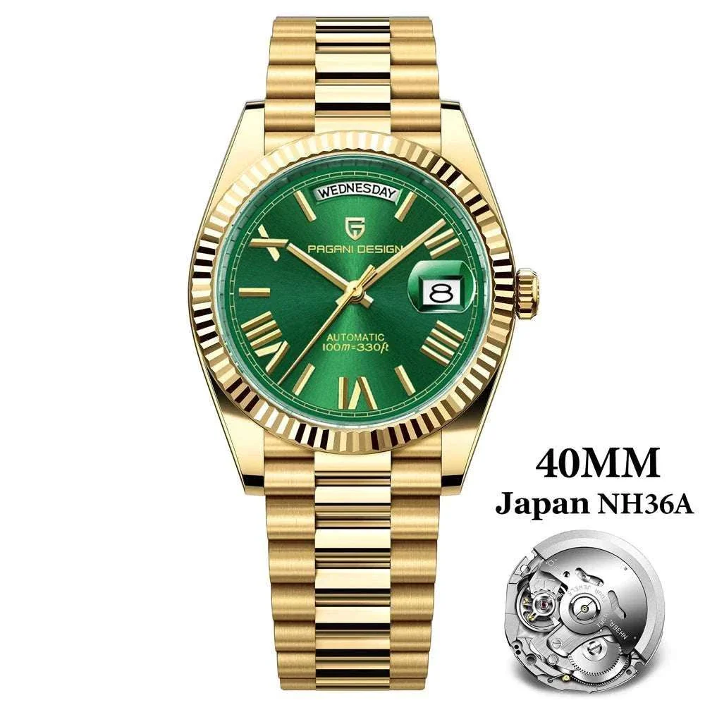 Rose Gold Automatic Mechanical Watch Men NH36A Sapphire 10Bar - Image 56