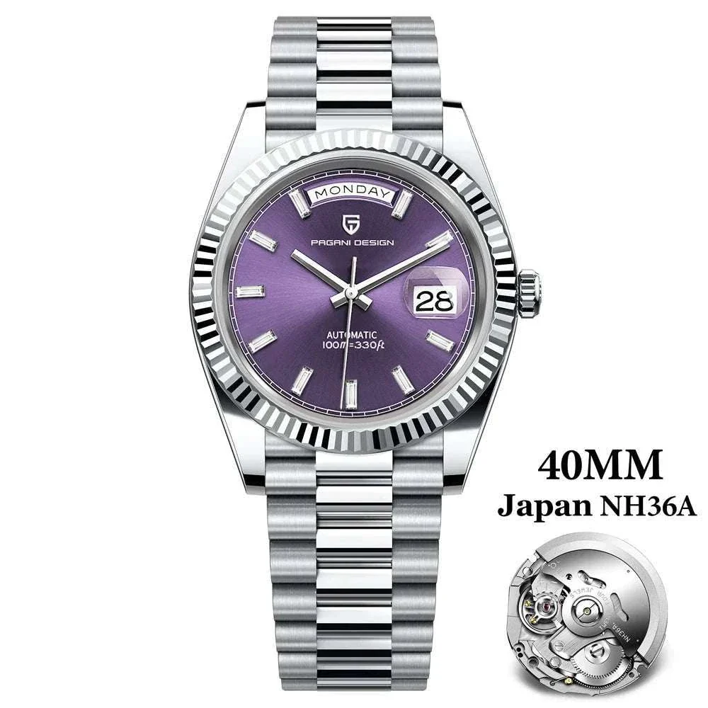 Rose Gold Automatic Mechanical Watch Men NH36A Sapphire 10Bar - Image 59