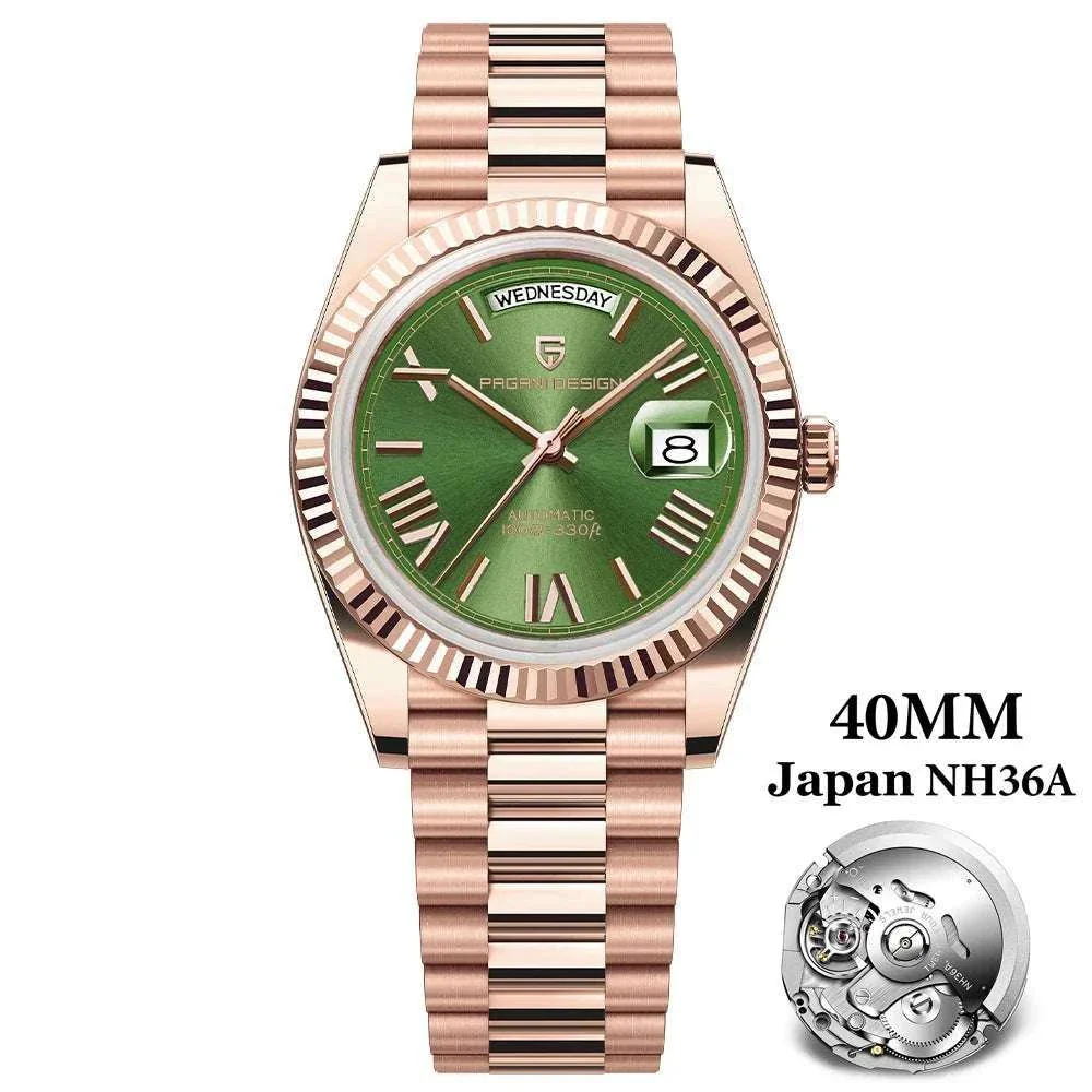 Rose Gold Automatic Mechanical Watch Men NH36A Sapphire 10Bar - Image 63