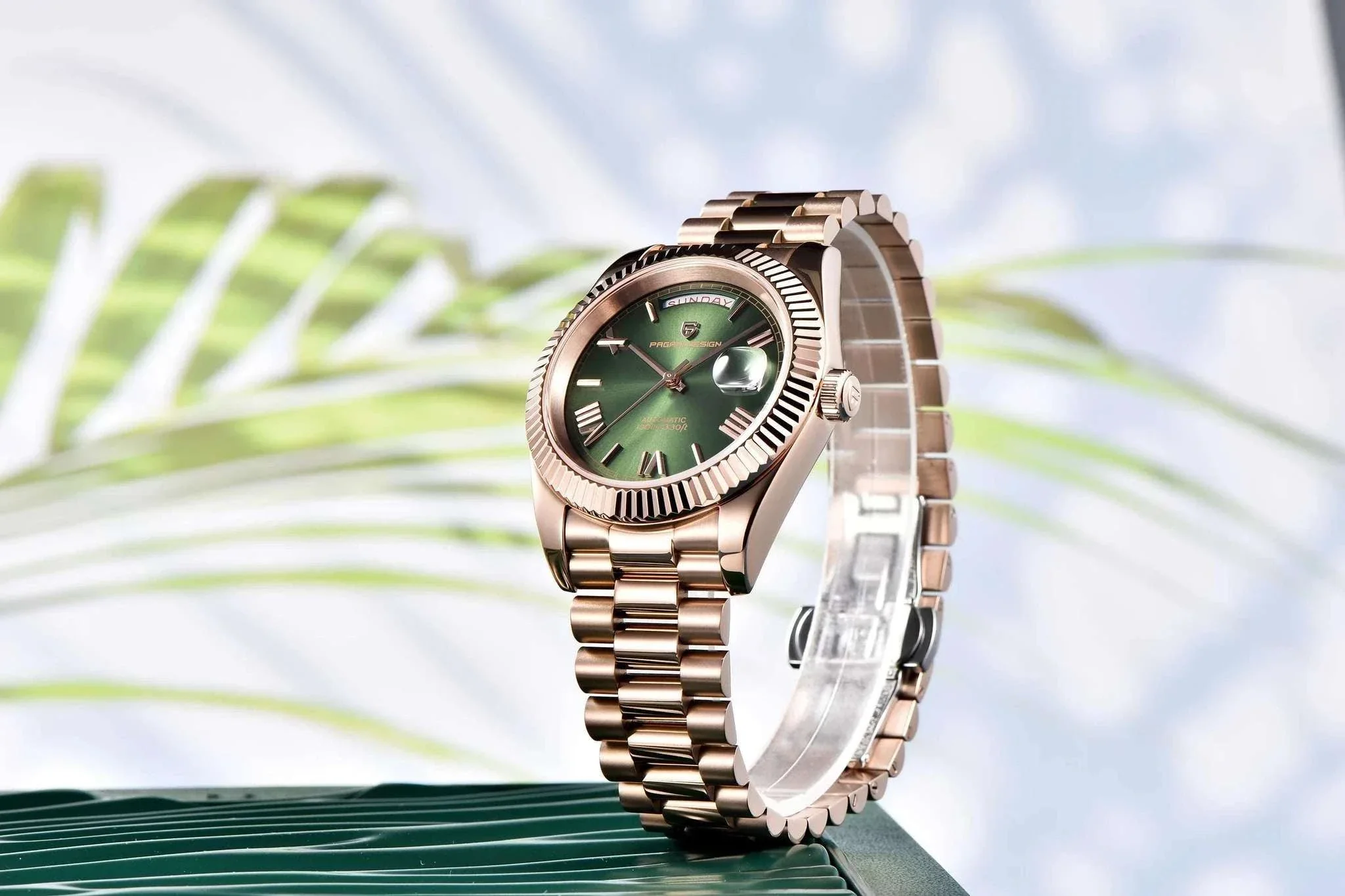 Rose Gold Automatic Mechanical Watch Men NH36A Sapphire 10Bar - Image 8
