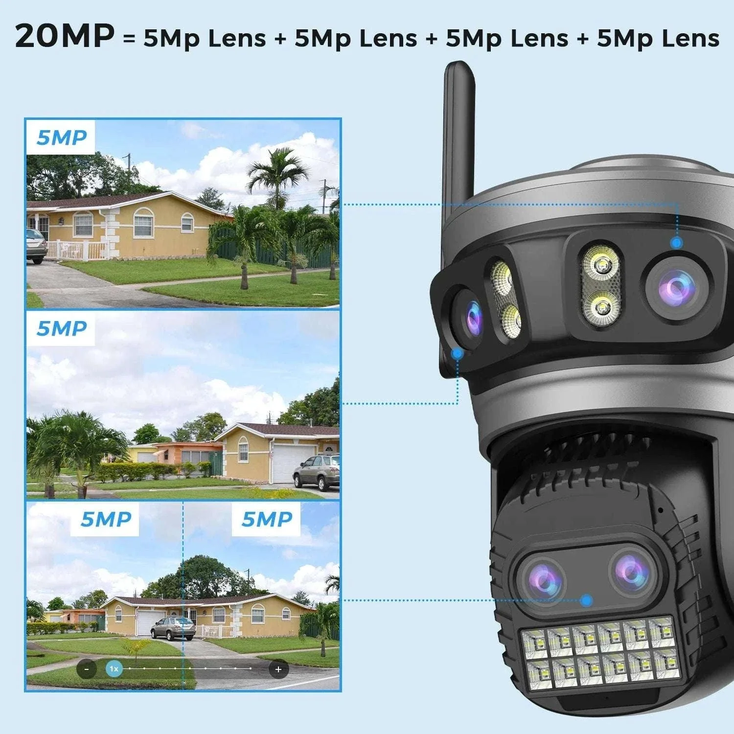20MP 10K PTZ WiFi Security Camera 4-Lens 360° Auto Tracking - Image 2