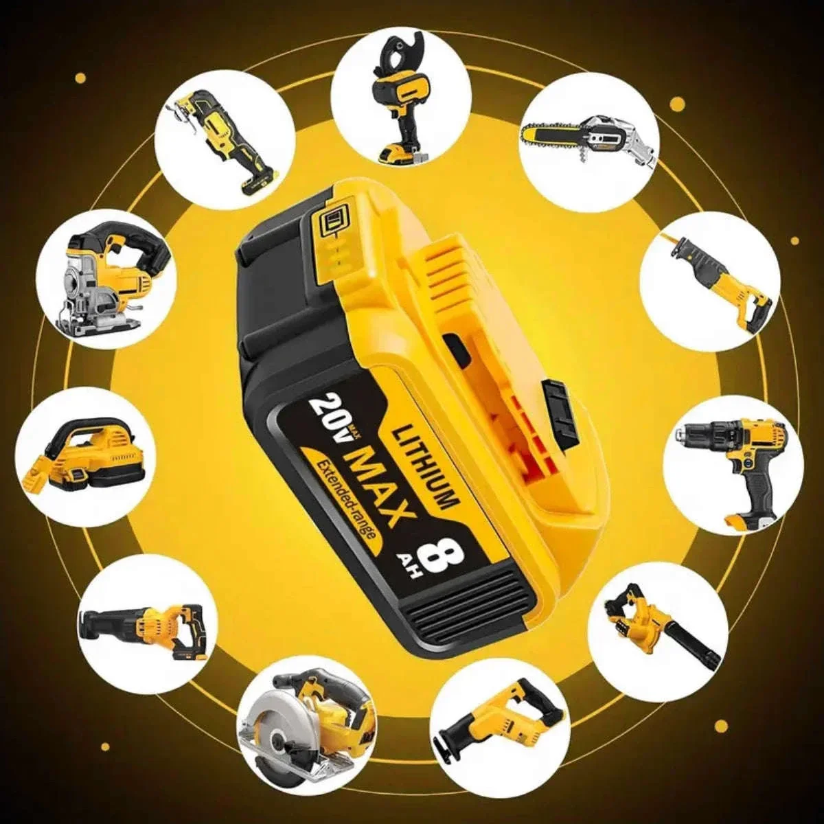 20V 8.0Ah Lithium Battery for DeWalt Tools – DCB200 Compatible - Image 4