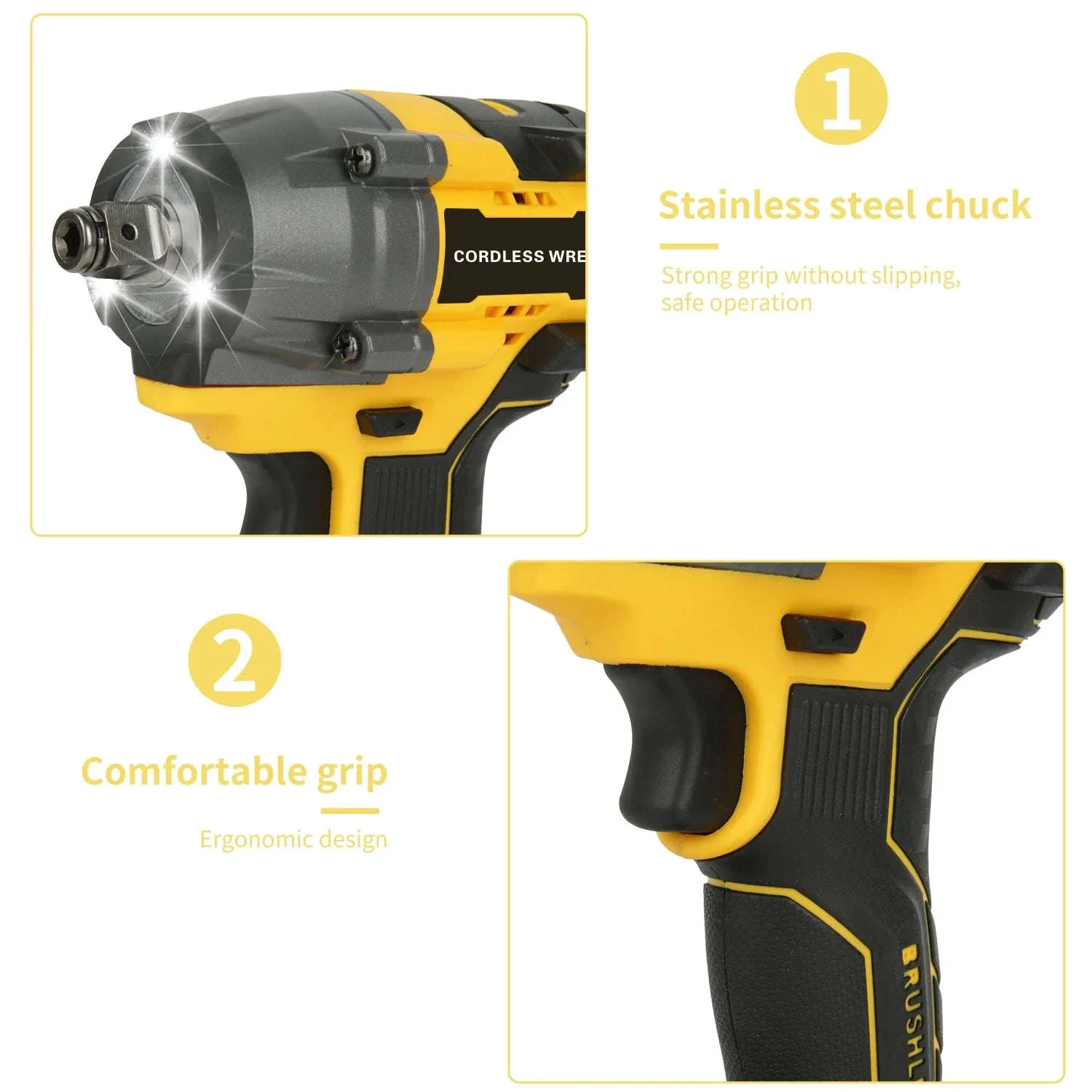 21V Brushless Cordless Impact Wrench 480Nm 2-in-1 Drill Driver Kit - Image 12