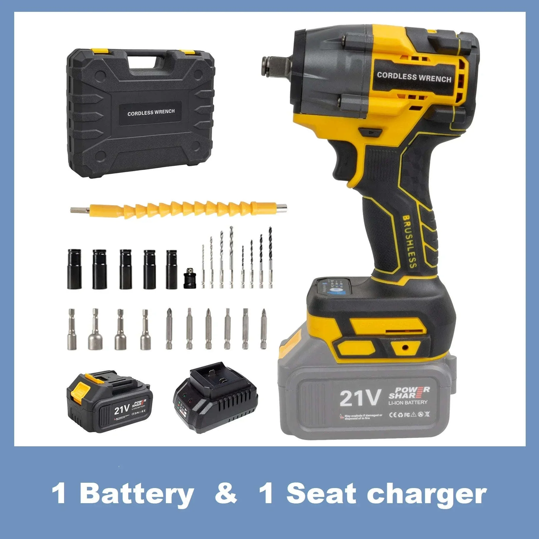 21V Brushless Cordless Impact Wrench 480Nm 2-in-1 Drill Driver Kit - Image 25