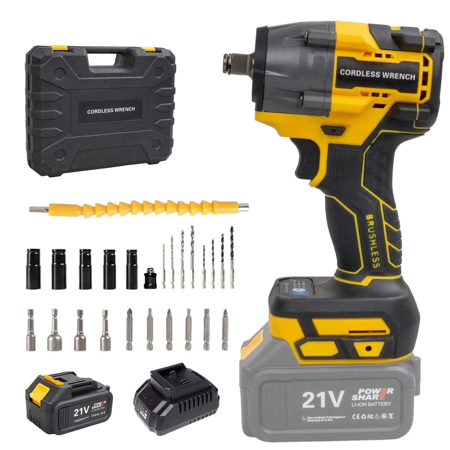 21V Brushless Cordless Impact Wrench 480Nm 2-in-1 Drill Driver Kit - Image 8
